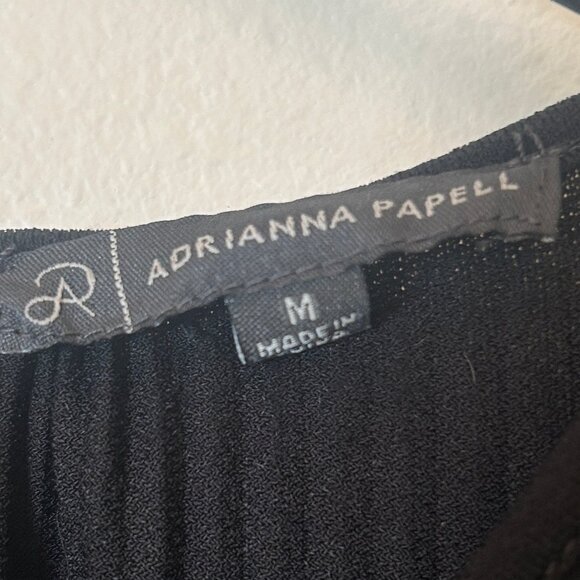 Adrianna Papell Pleated Georgette Black Crepe Blouse sz M--SOLD OUT everywhere - Picture 4 of 10